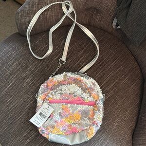 Sequin Crossbody Bag - Silver and Pink